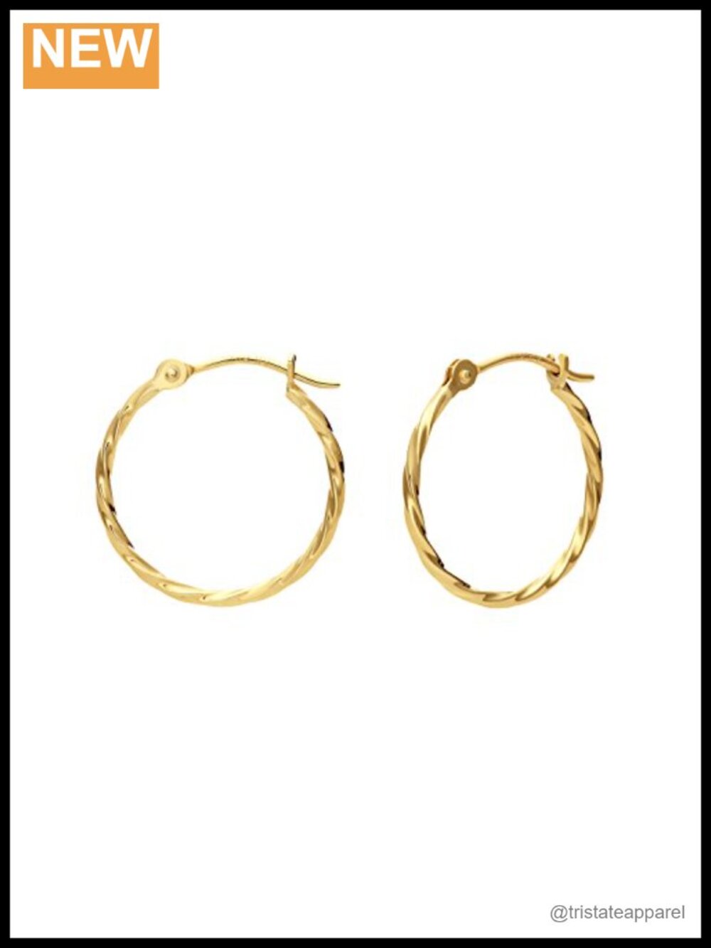 14K Yellow Gold Twisted Round Hoop Earrings Small Dainty